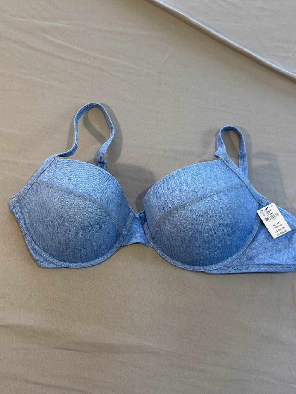 Victoria's Secret Women's Denim Blue Push Up Bikini Top XL New With Tags